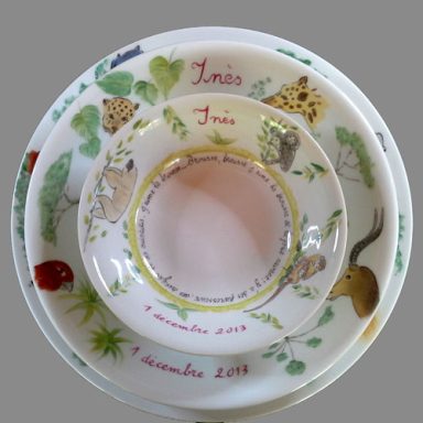 Ensemble de naissance en porcelaine 